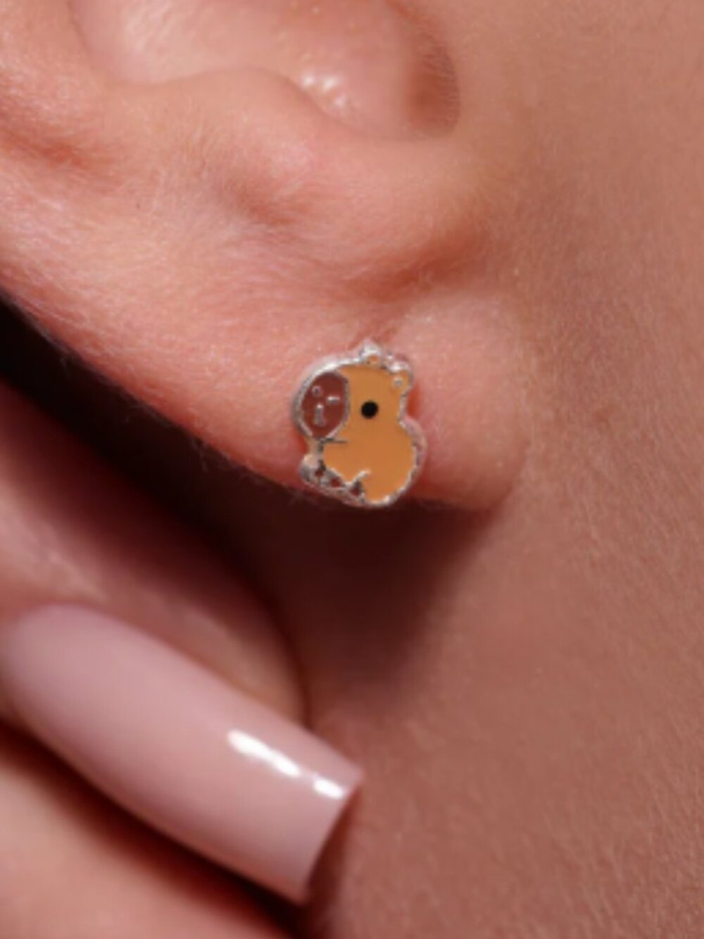 Sterling Silver 925 High Polished Capybara Screw Back Stud Earrings